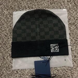 Louis Vuitton Black Checkered Knit Hat